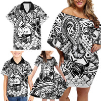 Guam Hafa Adai Guasali Flowers Family Matching Off Shoulder Short Dress and Hawaiian Shirt LT9 - Polynesian Pride