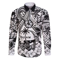 Guam Hafa Adai Guasali Flowers Family Matching Puletasi and Hawaiian Shirt LT9 Dad's Shirt - Long Sleeve Black - Polynesian Pride
