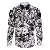 Guam Hafa Adai Guasali Flowers Family Matching Short Sleeve Bodycon Dress and Hawaiian Shirt LT9 Dad's Shirt - Long Sleeve Black - Polynesian Pride