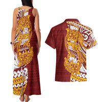 Couple Dolphins Maori Motif Couples Matching Tank Maxi Dress and Hawaiian Shirt LT9 - Polynesian Pride