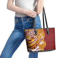 Couple Dolphins Maori Motif Leather Tote Bag - Polynesian Pride