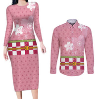 Japanese Asanoha Pattern Couples Matching Long Sleeve Bodycon Dress and Long Sleeve Button Shirt Charm Against Evil Spirits - Polynesian Pride
