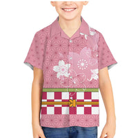 Japanese Asanoha Pattern Family Matching Mermaid Dress and Hawaiian Shirt Charm Against Evil Spirits LT9 Son's Shirt Pink - Polynesian Pride