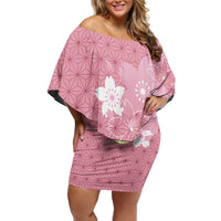 Japanese Asanoha Pattern Family Matching Off Shoulder Short Dress and Hawaiian Shirt Charm Against Evil Spirits LT9 Mom's Dress Pink - Polynesian Pride