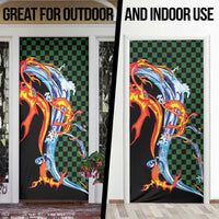 Japanese Asanoha Pattern Door Cover Sun Flame Slayer Dragon Hinokami Kagura Spirit LT9 - Polynesian Pride