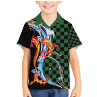 Japanese Asanoha Pattern Family Matching Mermaid Dress and Hawaiian Shirt Sun Flame Slayer Dragon Hinokami Kagura Spirit LT9 Son's Shirt Green - Polynesian Pride