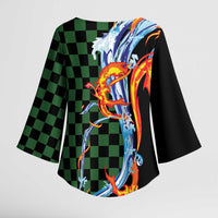 Japanese Asanoha Pattern Kimono Sleeve Blouse Sun Flame Slayer Dragon Hinokami Kagura Spirit LT9 - Polynesian Pride