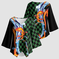 Japanese Asanoha Pattern Kimono Sleeve Blouse Sun Flame Slayer Dragon Hinokami Kagura Spirit LT9 - Polynesian Pride