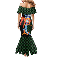 Japanese Asanoha Pattern Mermaid Dress Sun Flame Slayer Dragon Hinokami Kagura Spirit LT9 - Polynesian Pride
