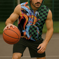 Japanese Asanoha Pattern Sleeveless Zip Hoodie Sun Flame Slayer Dragon Hinokami Kagura Spirit LT9 - Polynesian Pride