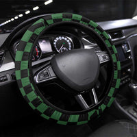 Japanese Asanoha Pattern Steering Wheel Cover Sun Flame Slayer Dragon Hinokami Kagura Spirit LT9 Universal Fit Green - Polynesian Pride