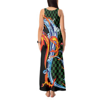 Japanese Asanoha Pattern Tank Maxi Dress Sun Flame Slayer Dragon Hinokami Kagura Spirit LT9 - Polynesian Pride