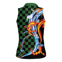 Japanese Asanoha Pattern Women Sleeveless Polo Shirt Sun Flame Slayer Dragon Hinokami Kagura Spirit LT9 - Polynesian Pride