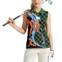 Japanese Asanoha Pattern Women Sleeveless Polo Shirt Sun Flame Slayer Dragon Hinokami Kagura Spirit LT9 - Polynesian Pride