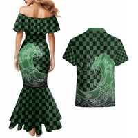Japanese Asanoha Pattern Couples Matching Mermaid Dress and Hawaiian Shirt Water Breathing Slayer Dragon LT9 - Polynesian Pride