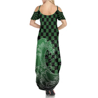 Japanese Asanoha Pattern Family Matching Summer Maxi Dress and Hawaiian Shirt Water Breathing Slayer Dragon LT9 - Polynesian Pride