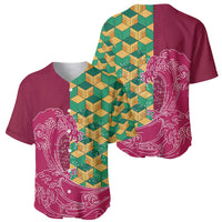 Japanese Bishamon-Kikkou Pattern Baseball Jersey Water Pillar Silent River Flow - Polynesian Pride