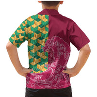 Japanese Bishamon-Kikkou Pattern Family Matching Mermaid Dress and Hawaiian Shirt Water Pillar Silent River Flow LT9 - Polynesian Pride