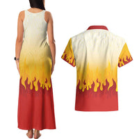Japanese Kaen Pattern Couples Matching Tank Maxi Dress and Hawaiian Shirt Flame Pillar Blazing Lion Heart LT9 - Polynesian Pride
