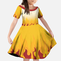 Japanese Kaen Pattern Family Matching Mermaid Dress and Hawaiian Shirt Flame Pillar Blazing Lion Heart LT9 Daughter's Dress Red - Polynesian Pride