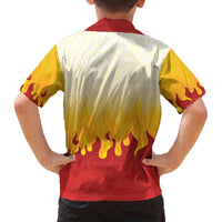 Japanese Kaen Pattern Family Matching Off The Shoulder Long Sleeve Dress and Hawaiian Shirt Flame Pillar Blazing Lion Heart LT9 - Polynesian Pride