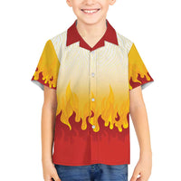 Japanese Kaen Pattern Family Matching Puletasi and Hawaiian Shirt Flame Pillar Blazing Lion Heart LT9 Son's Shirt Red - Polynesian Pride