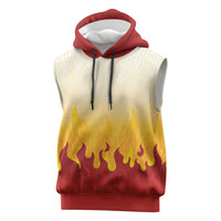 Japanese Kaen Pattern Sleeveless Hoodie Flame Pillar Blazing Lion Heart - Polynesian Pride