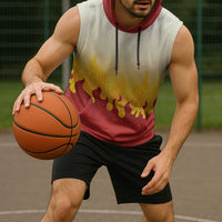 Japanese Kaen Pattern Sleeveless Hoodie Flame Pillar Blazing Lion Heart - Polynesian Pride