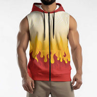 Japanese Kaen Pattern Sleeveless Zip Hoodie Flame Pillar Blazing Lion Heart - Polynesian Pride