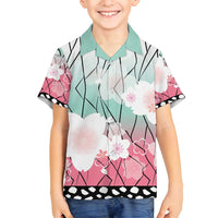 Japanese Kocho Pattern Family Matching Puletasi and Hawaiian Shirt Insect Pillar Butterfly Flower Fairy LT9 Son's Shirt Pink - Polynesian Pride