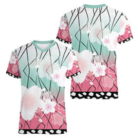 Japanese Kocho Pattern Women V-Neck T-Shirt Insect Pillar Butterfly Flower Fairy LT9 - Polynesian Pride