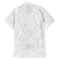 Samoa Lotu Tamaiti Family Matching Short Sleeve Bodycon Dress and Hawaiian Shirt Polynesian White Sunday Simple LT9 - Polynesian Pride