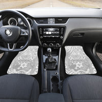 Personalised Tonga White Sunday Car Mats Tropical Plant With Polynesian Pattern LT9 - Polynesian Pride