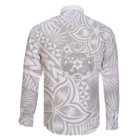 Personalised Tonga White Sunday Family Matching Long Sleeve Bodycon Dress and Hawaiian Shirt Tropical Plant With Polynesian Pattern LT9 - Polynesian Pride