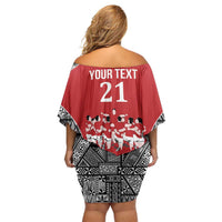 Custom Tonga Rugby Mate Ma'a Family Matching Off Shoulder Short Dress and Hawaiian Shirt Tonga XIII Make History Pacific Champions LT9 - Polynesian Pride