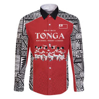 Custom Tonga Rugby Mate Ma'a Family Matching Puletasi and Hawaiian Shirt Tonga XIII Make History Pacific Champions LT9 Dad's Shirt - Long Sleeve Red - Polynesian Pride