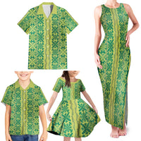 Hawaii Lei with Tribal Quilt Motif Family Matching Tank Maxi Dress and Hawaiian Shirt LT9 - Polynesian Pride