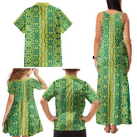 Hawaii Lei with Tribal Quilt Motif Family Matching Tank Maxi Dress and Hawaiian Shirt LT9 - Polynesian Pride