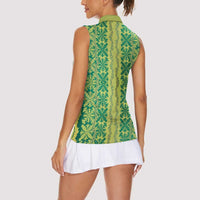 Hawaii Lei with Tribal Quilt Motif Women Sleeveless Polo Shirt LT9 - Polynesian Pride