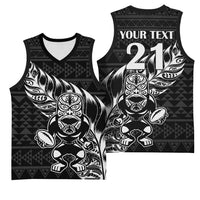 New Zealand Rugby Warrior Custom Basketball Jersey Black Fern Taniko Motif LT9 - Polynesian Pride