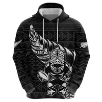 New Zealand Rugby Warrior Custom Hoodie Black Fern Taniko Motif LT9 - Polynesian Pride