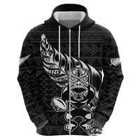 New Zealand Rugby Warrior Custom Hoodie Black Fern Taniko Motif LT9 - Polynesian Pride