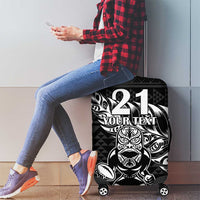 New Zealand Rugby Warrior Custom Luggage Cover Black Fern Taniko Motif LT9 - Polynesian Pride