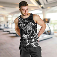 New Zealand Rugby Warrior Custom Men Tank Top Black Fern Taniko Motif LT9 Black - Polynesian Pride