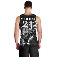 New Zealand Rugby Warrior Custom Men Tank Top Black Fern Taniko Motif LT9 - Polynesian Pride