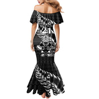 New Zealand Rugby Warrior Custom Mermaid Dress Black Fern Taniko Motif LT9 - Polynesian Pride