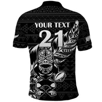 New Zealand Rugby Warrior Custom Polo Shirt Black Fern Taniko Motif LT9 - Polynesian Pride