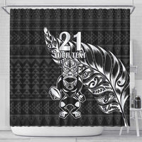 New Zealand Rugby Warrior Custom Shower Curtain Black Fern Taniko Motif LT9 - Polynesian Pride