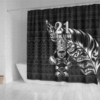 New Zealand Rugby Warrior Custom Shower Curtain Black Fern Taniko Motif LT9 - Polynesian Pride