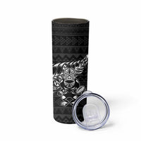 New Zealand Rugby Warrior Custom Skinny Tumbler Black Fern Taniko Motif LT9 - Polynesian Pride